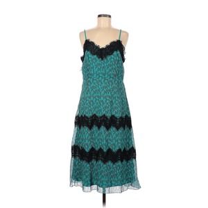 Foxie dox Teal with black chevron lace midi slip dress